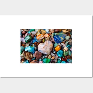 White Agate Stone Heart Posters and Art